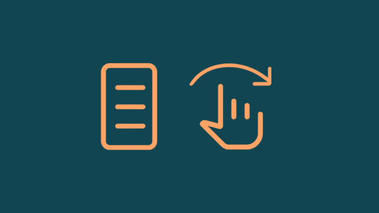 Ikon av e-bok og hånd som sveiper