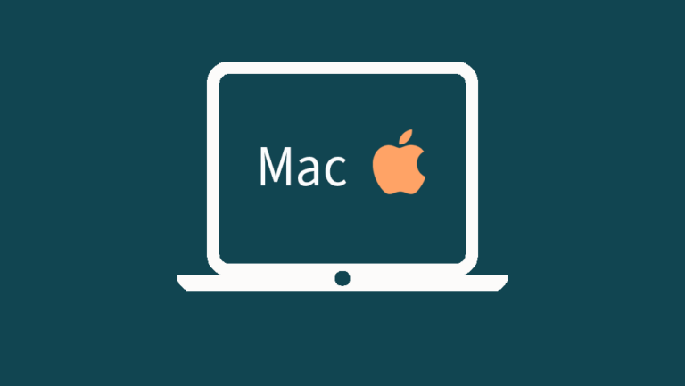 Mac-laptop og Apple-symbol